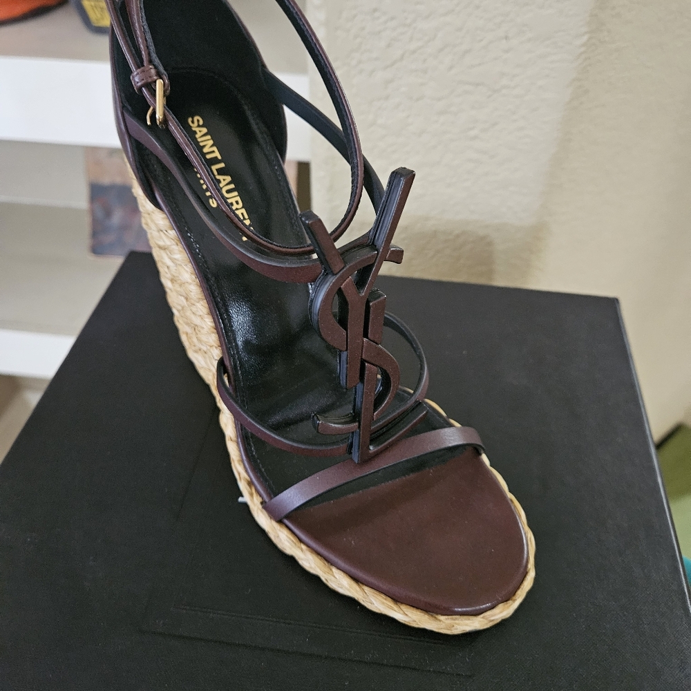 Saint Laurent Cassandra 105 Wedge Sandals - Picture 5 of 10